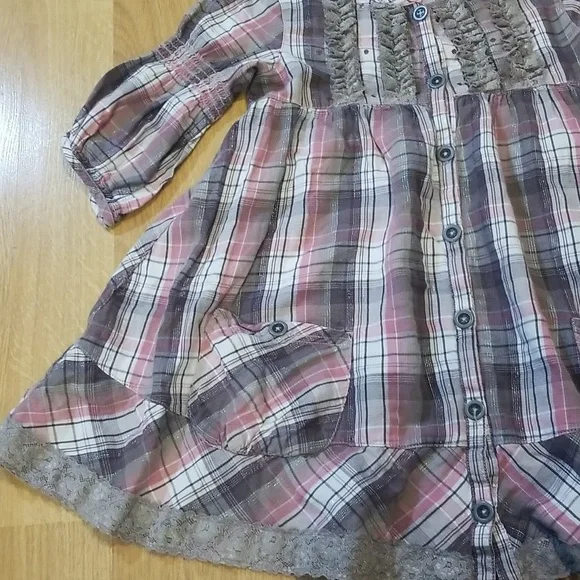 Next pink metallic button down blouse girls size 10 years - Picture 4 of 7